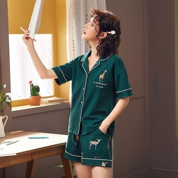 summer loose pajama set cartoon giraffe print 2 pieces set short sleeve shorts elastic waist pyjamas s93224 y200425, Black;red
summer loose pajama set cartoon giraffe print 2 pieces set short sleeve shorts elastic waist pyjamas s93224 y200425, Black;red
