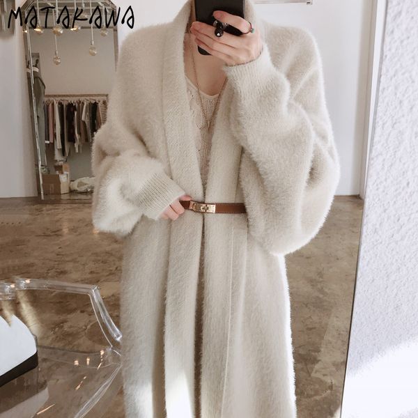 elegant loose long womens winter jacket korea chic longsleeved waterproof mink coat chaqueta mujer with belt 210506, Black;brown
elegant loose long womens winter jacket korea chic longsleeved waterproof mink coat chaqueta mujer with belt 210506, Black;brown