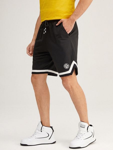 men patched detail drawstring waist track shorts s7xa#, White;black
