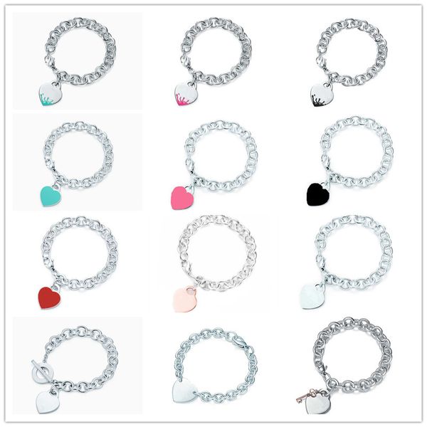 new 925 sterling silver luxury love heart bracelet t jewelry chain fashion designer diy accessories casual girl classic glamour lady birthda, Black
new 925 sterling silver luxury love heart bracelet t jewelry chain fashion designer diy accessories casual girl classic glamour lady birthda, Black
