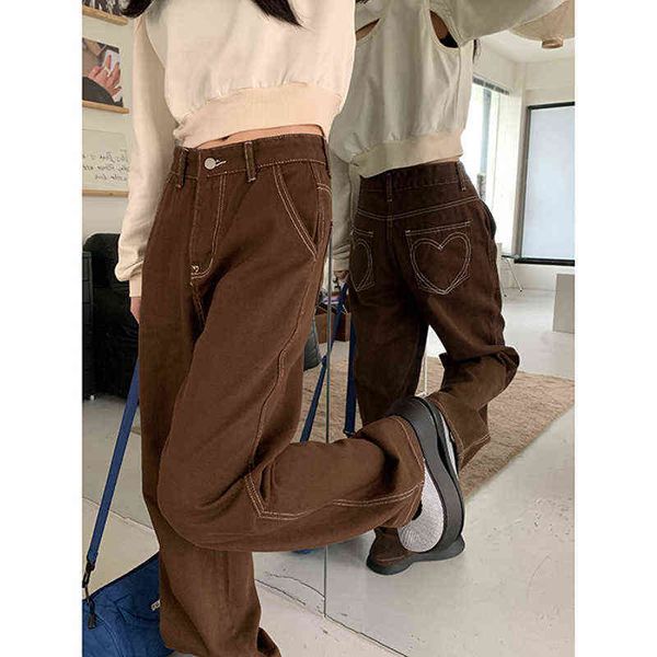 brown women's jeans high waist vintage straight baggy denim pants streetwear heart pattern design fashion wide leg denim trouser t22072, Blue
brown women's jeans high waist vintage straight baggy denim pants streetwear heart pattern design fashion wide leg denim trouser t22072, Blue