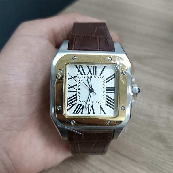 men watches 40mm wristwatches brand sport luxury 100 xl black men date automatic mechanical watch sports leather belt original clasp montre, Slivery;brown
men watches 40mm wristwatches brand sport luxury 100 xl black men date automatic mechanical watch sports leather belt original clasp montre, Slivery;brown