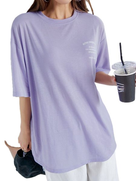 dazy slogan graphic drop shoulder oversized tee w90q#, White