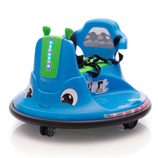 

2022 home t6v kids snail blue electric bumper car toddler ride on toy roller caster vehicle with light strip music remote control