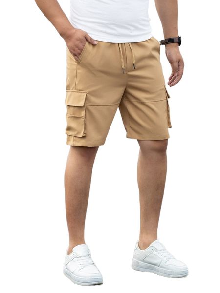 men flap pocket side drawstring waist shorts a7fm#, White;black