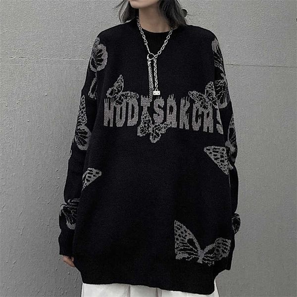 harajuku gothic butterfly jacquard oversized sweater black o neck knitted sweater for women and man loose streetwear 210714, White;black
harajuku gothic butterfly jacquard oversized sweater black o neck knitted sweater for women and man loose streetwear 210714, White;black