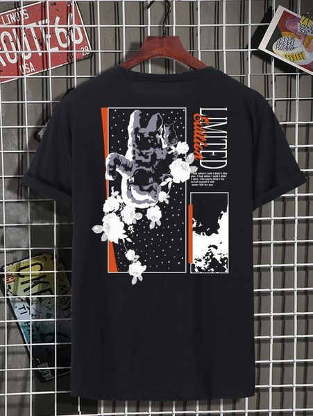 men slogan & floral print tee q3jo#, White;black
men slogan & floral print tee q3jo#, White;black