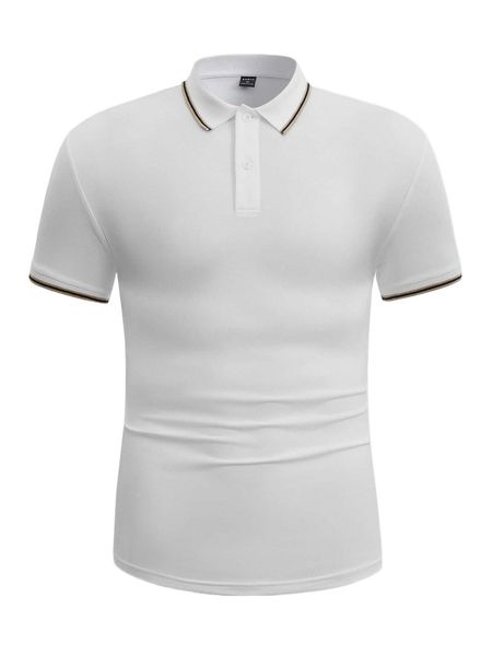 men striped trim polo shirt o08h#, White;black 
men striped trim polo shirt o08h#, White;black