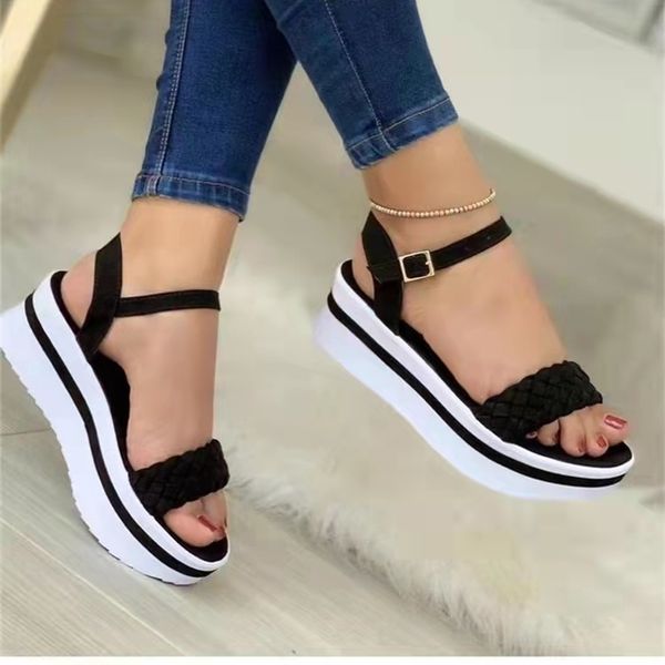 women sandals summer leather thick-soled casual designer shoes flats female platform flat sandals 220423, Black
women sandals summer leather thick-soled casual designer shoes flats female platform flat sandals 220423, Black