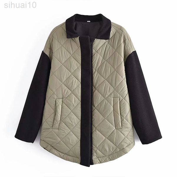 women's shirt jackets coat armygreen patchwork outwear streetwear fashion coat casual loose woman parkas jacket autumn winter l220730, Black
women's shirt jackets coat armygreen patchwork outwear streetwear fashion coat casual loose woman parkas jacket autumn winter l220730, Black