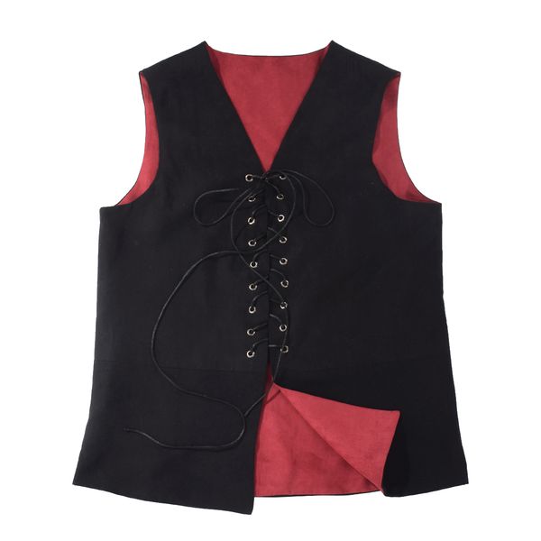 men pirate vest medieval costume vintage renaissance lace-up vest cosplay gothic reversible waistcoat, Black;red
men pirate vest medieval costume vintage renaissance lace-up vest cosplay gothic reversible waistcoat, Black;red