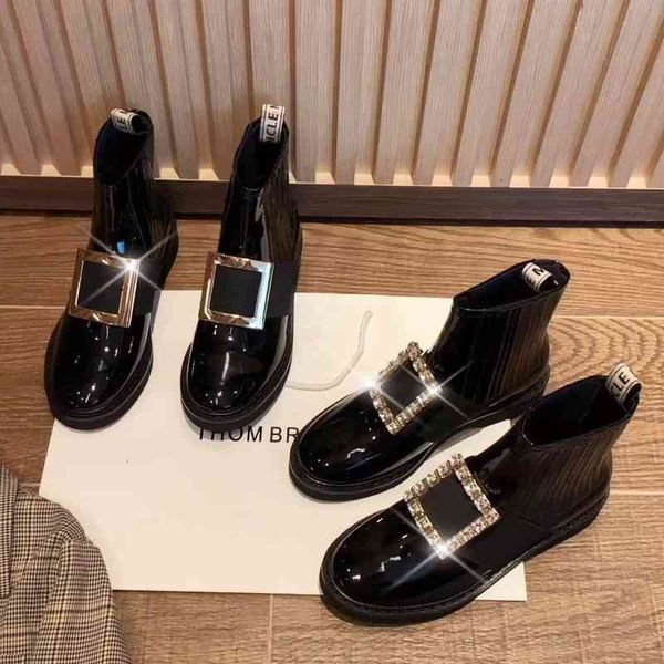 boots square buckle elastic boots martin women's autumn and winter flat bottomed versatile chelsea children's, Black
boots square buckle elastic boots martin women's autumn and winter flat bottomed versatile chelsea children's, Black