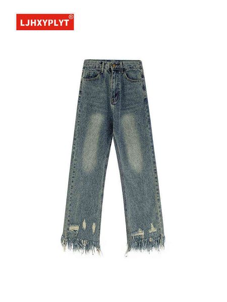 do old raw edge hole wide-leg jeans women's new hk style retro tassel high-waisted straight-leg mopping denim trousers female t220728, Blue
do old raw edge hole wide-leg jeans women's new hk style retro tassel high-waisted straight-leg mopping denim trousers female t220728, Blue