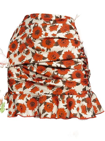 allover floral ruched ruffle hem skirt f2up#, Black
allover floral ruched ruffle hem skirt f2up#, Black