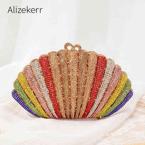 women rainbow shell diamond evening clutch bags for wedding party panelled rhinestone purse ladies chic money bag 220513
women rainbow shell diamond evening clutch bags for wedding party panelled rhinestone purse ladies chic money bag 220513