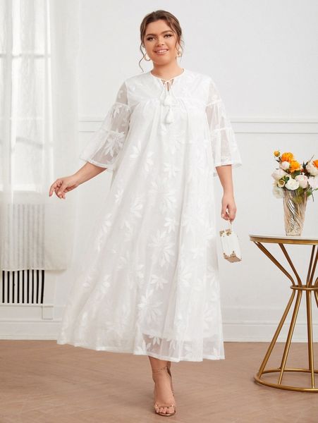 plus fringe tie neck lace overlay dress i7qa#, Black 
plus fringe tie neck lace overlay dress i7qa#, Black