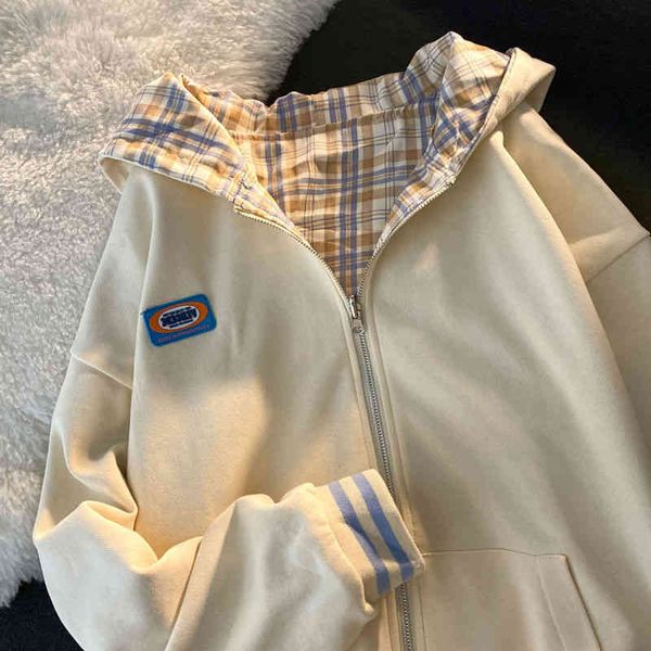 japanese vintage reversible jacket women's zipper sweater baseball uniform ins tide, White
japanese vintage reversible jacket women's zipper sweater baseball uniform ins tide, White