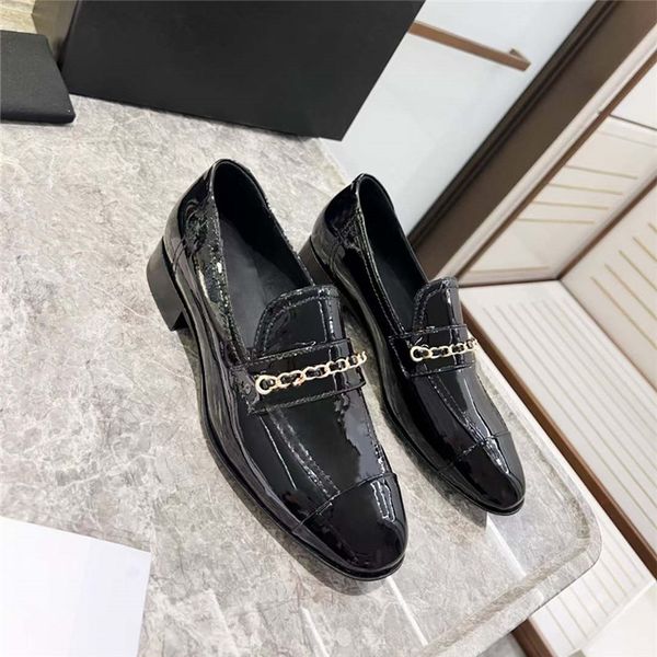 british style small leather shoes classic casual shoe chain decoration fashionable low heel loafers, Black
british style small leather shoes classic casual shoe chain decoration fashionable low heel loafers, Black