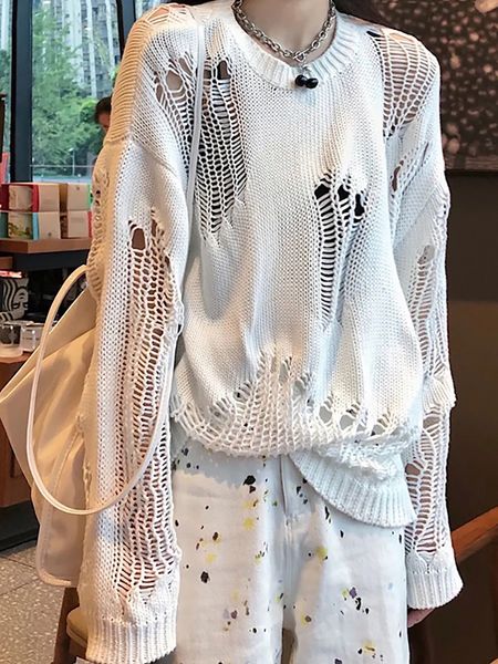 gothic punk hole sweaters women streetwear harajuku sweaters hollow out broken knitted jumper woman pullover sweater 220816, White;black
gothic punk hole sweaters women streetwear harajuku sweaters hollow out broken knitted jumper woman pullover sweater 220816, White;black