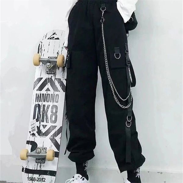women cargo pants harem pants fashion punk pockets jogger trousers with chain harajuku elastics high waist streetwear 220812, Black;white
women cargo pants harem pants fashion punk pockets jogger trousers with chain harajuku elastics high waist streetwear 220812, Black;white