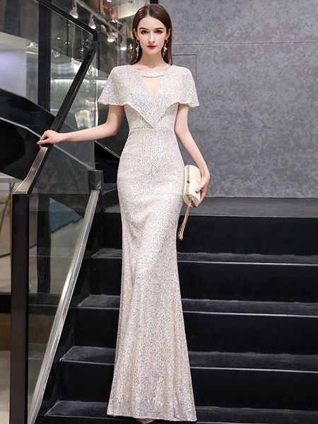 party dresses elegant flounce evening dress v-neck sequins formal occasion short-sleeve mermaid robe silver long gowns xucthhc, White;black
party dresses elegant flounce evening dress v-neck sequins formal occasion short-sleeve mermaid robe silver long gowns xucthhc, White;black