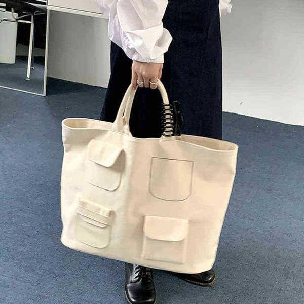 korean large capacity canvas handbags for women weekend shopper multi-pocket female tote big white casual handle bags 220507
korean large capacity canvas handbags for women weekend shopper multi-pocket female tote big white casual handle bags 220507