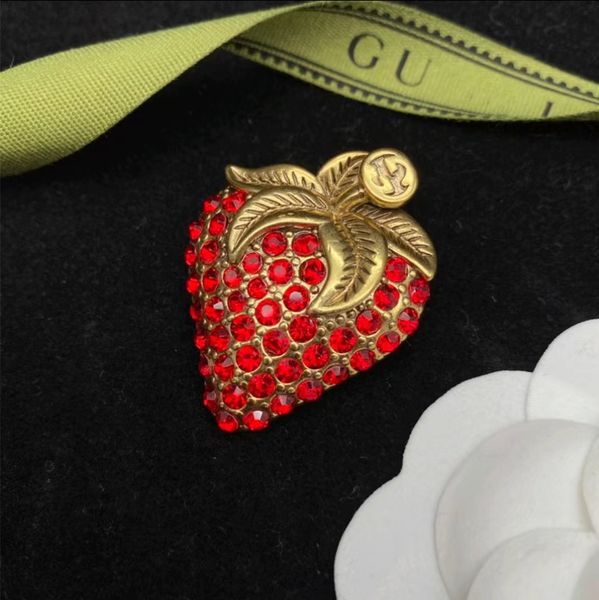 new fashion designer brooch strawberry brooch women's holiday gifts, Gray