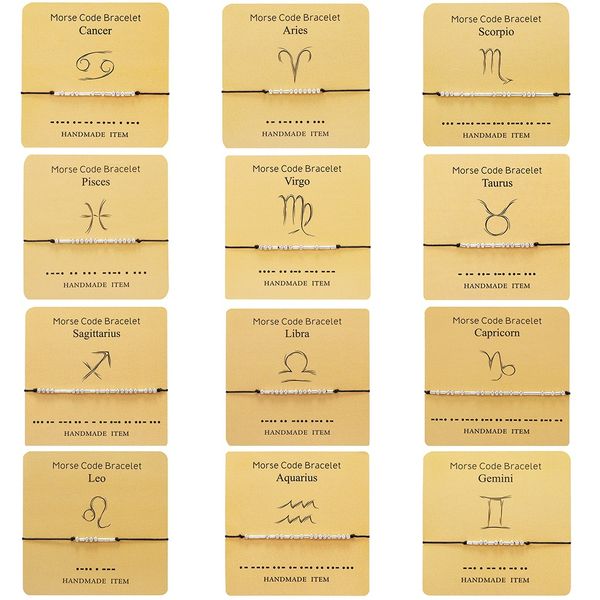 new versatile 12 constellations moss code couple bracelet bracelets card with 12 constellations, Golden;silver
new versatile 12 constellations moss code couple bracelet bracelets card with 12 constellations, Golden;silver