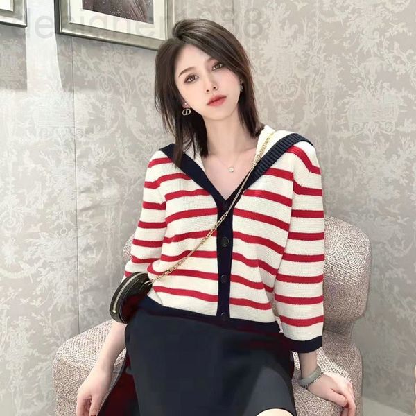 women's knits & tees designer d fashion new navy neckline striped sweater foreign style aging contrast color short knitted cardigan wom, White
women's knits & tees designer d fashion new navy neckline striped sweater foreign style aging contrast color short knitted cardigan wom, White