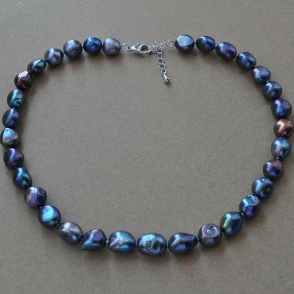 natural 8-9mm peacock black freshwater cultured large pearl baroque pearl necklace 18", Silver
natural 8-9mm peacock black freshwater cultured large pearl baroque pearl necklace 18", Silver