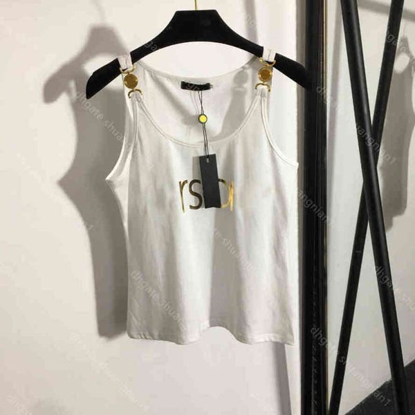 22ss classic design women t shirt camisole vest ve...ce brand sleeveless tee metal logo button summer designer casual female apparel 5a wom, White
22ss classic design women t shirt camisole vest ve...ce brand sleeveless tee metal logo button summer designer casual female apparel 5a wom, White