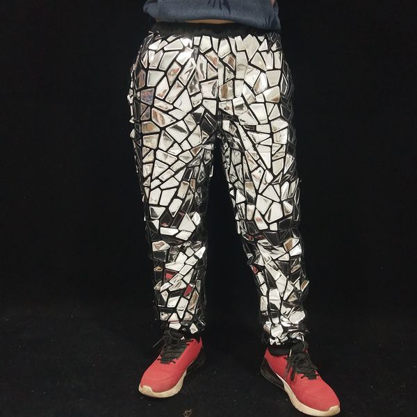 men's glitter silver laser mirror casual pants hip hop dancer stage performance shiny loose sequins trousers bar singer elastic harem p, Black
men's glitter silver laser mirror casual pants hip hop dancer stage performance shiny loose sequins trousers bar singer elastic harem p, Black