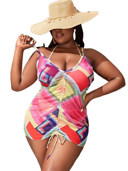 plus 3pack geo print drawstring halter triangle high waist bikini swimsuit 00yp#, White;black
plus 3pack geo print drawstring halter triangle high waist bikini swimsuit 00yp#, White;black