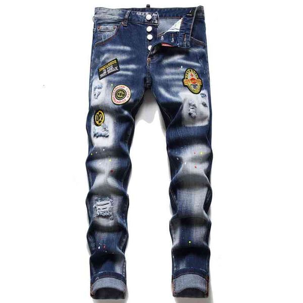 men's jeans street trend jeans skinny badge hole beggar fashion elastic leggings fla8, Blue
men's jeans street trend jeans skinny badge hole beggar fashion elastic leggings fla8, Blue