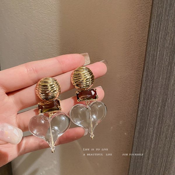 925 silver needle acrylic baroque style transparent love heart earrings japanese and korean ins style niche jeweled eardrop for wo, Golden
925 silver needle acrylic baroque style transparent love heart earrings japanese and korean ins style niche jeweled eardrop for wo, Golden
