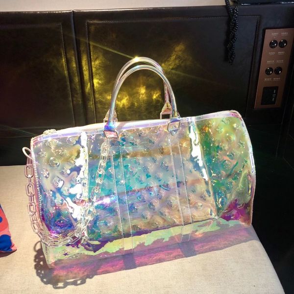 laser translucent travel bag luggage trendy cool women's bag fitness fashion trend embossed beach new, Black;red
laser translucent travel bag luggage trendy cool women's bag fitness fashion trend embossed beach new, Black;red