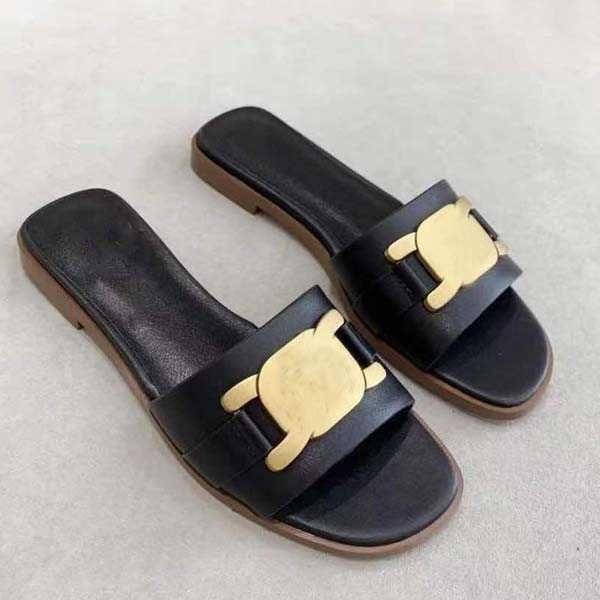 woman metal buckle slipper designer shoes superior quality genuine leather fashion casual flip flops size 35-42 with box, Black
woman metal buckle slipper designer shoes superior quality genuine leather fashion casual flip flops size 35-42 with box, Black