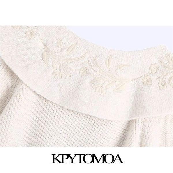 kpytomoa women sweet fashion with embroidered collar knitted sweater vintage long sleeve ruffled female pullovers chic 201204, White;black
kpytomoa women sweet fashion with embroidered collar knitted sweater vintage long sleeve ruffled female pullovers chic 201204, White;black
