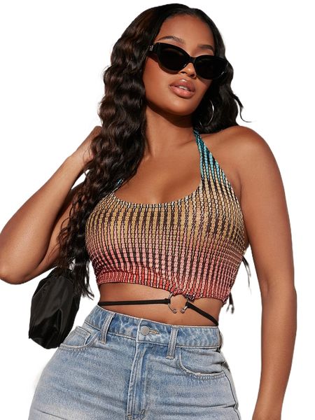 sxy allover print tie backless ring halter e5ah#, White
sxy allover print tie backless ring halter e5ah#, White