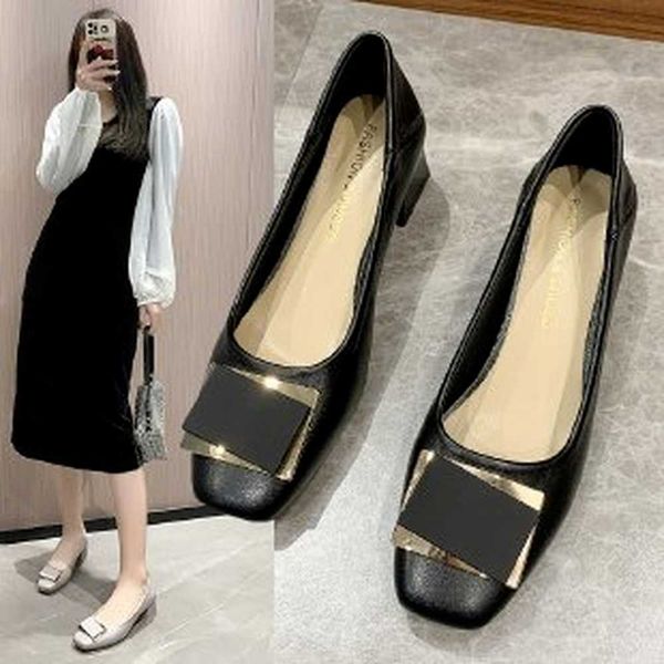 classic luxury paris french small heel high s women's new spring and autumn temperament pointed shallow mouth square buckle thick shoes, Black
classic luxury paris french small heel high s women's new spring and autumn temperament pointed shallow mouth square buckle thick shoes, Black