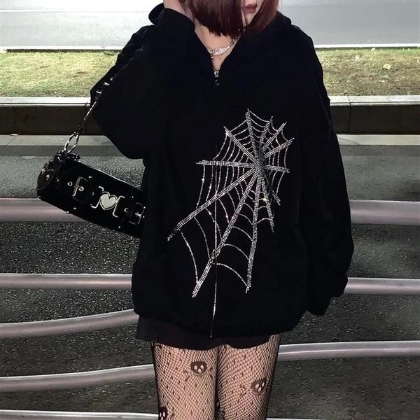 gothic rhinestone spider web zipper hoodie women y2k streetwear loose hooded jacket couple harajuku punk oversized sweatshirts275c, Black
gothic rhinestone spider web zipper hoodie women y2k streetwear loose hooded jacket couple harajuku punk oversized sweatshirts275c, Black