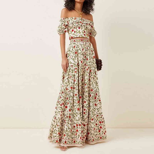 two piece dress suit women summer one line collar open waist high long skirt printed fashion suit vtgd, White
two piece dress suit women summer one line collar open waist high long skirt printed fashion suit vtgd, White