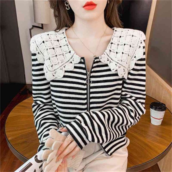 women's hoodies sweatshirts baby collar long sleeve sweater women's stripe in small cardigan coat bvd4, Black
women's hoodies sweatshirts baby collar long sleeve sweater women's stripe in small cardigan coat bvd4, Black