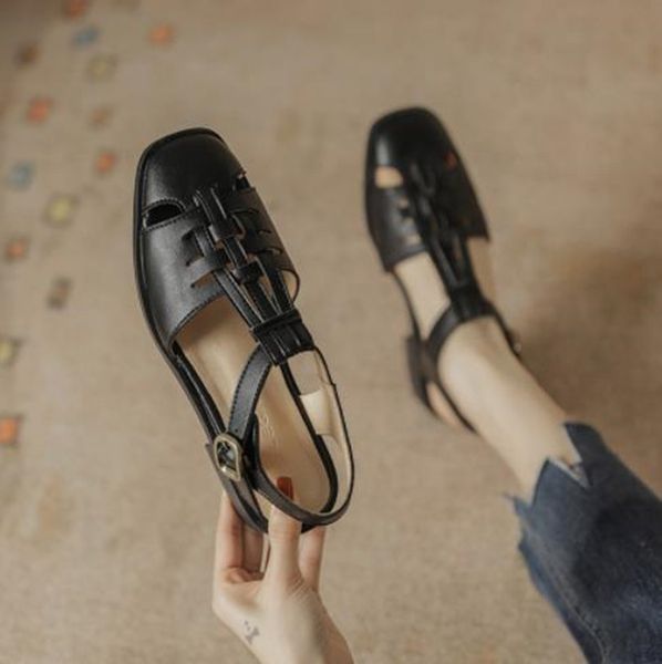 summer sandals women's baotou back empty shoes chunky heel buckle shoes beach shoes, Black
summer sandals women's baotou back empty shoes chunky heel buckle shoes beach shoes, Black