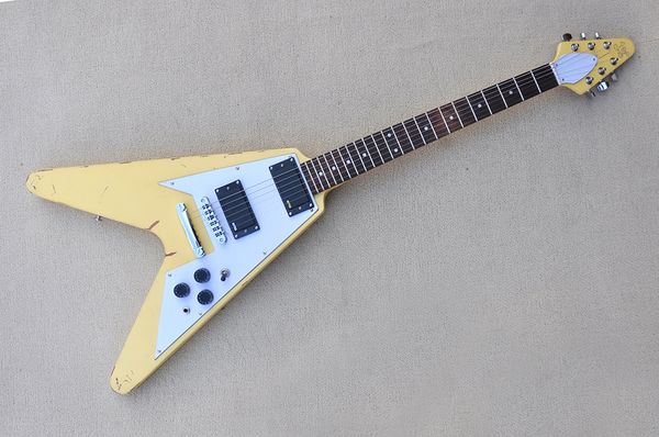 factory flying v matte milk yellow electric guitar with mahogany body and neck,chrome hardware,relic style body,special pattern,can be custo
factory flying v matte milk yellow electric guitar with mahogany body and neck,chrome hardware,relic style body,special pattern,can be custo