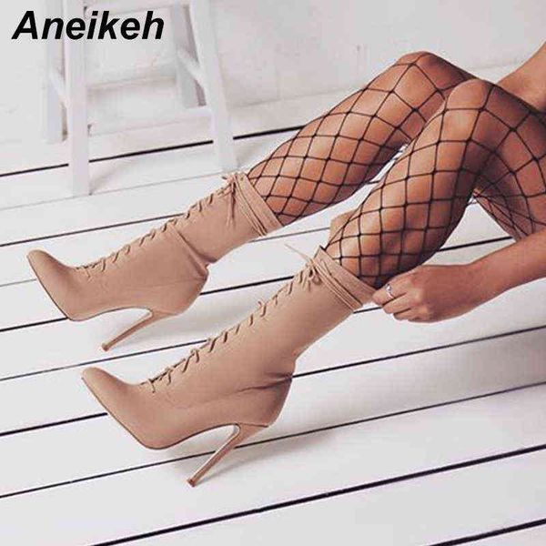 aneikeh new women boots autumn fashion ankle pointed toe shoes stretch cross tied lace stiletto high heel boots 220421, Black
aneikeh new women boots autumn fashion ankle pointed toe shoes stretch cross tied lace stiletto high heel boots 220421, Black