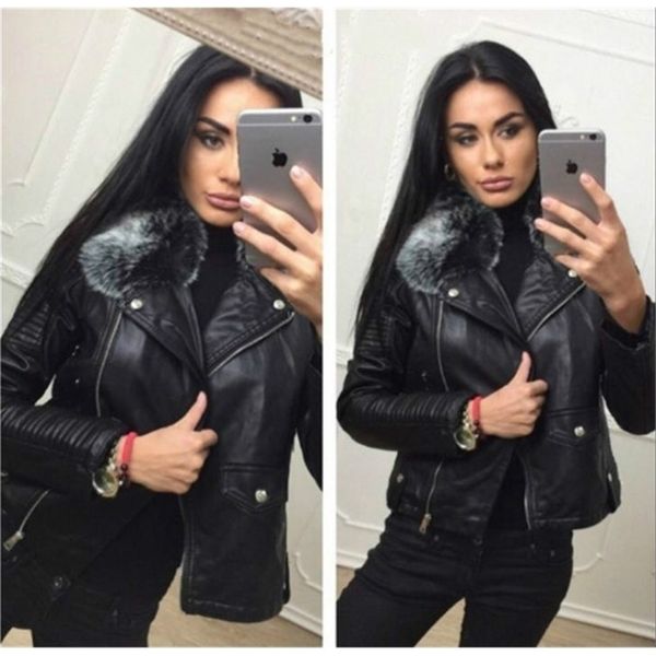ladies' black leather jackets autumn winter faux lambs warm pvc coat woman slim long sleeved motorcycle bikers jacket 201224
ladies' black leather jackets autumn winter faux lambs warm pvc coat woman slim long sleeved motorcycle bikers jacket 201224