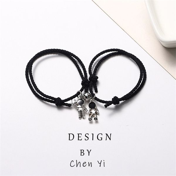 fashion couple charm bracelets astronaut small rubber band to send girlfriend boyfriend magnet stone bell bracelet knot head rope jewelry a5, Golden;silver
fashion couple charm bracelets astronaut small rubber band to send girlfriend boyfriend magnet stone bell bracelet knot head rope jewelry a5, Golden;silver