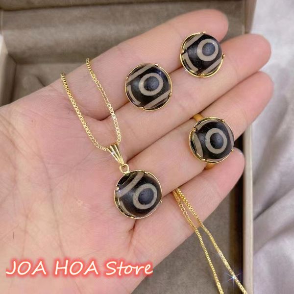 dzi three-piece handmade beautiful design natural sky eye agate jade necklace pendant ring exquisite fashion handring jewelry, Silver
dzi three-piece handmade beautiful design natural sky eye agate jade necklace pendant ring exquisite fashion handring jewelry, Silver