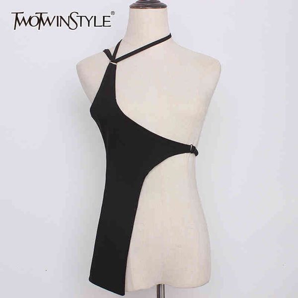 black vests for women asymmetrical collar sleeveless bandage irregular solid tank female summer 210423, White
black vests for women asymmetrical collar sleeveless bandage irregular solid tank female summer 210423, White